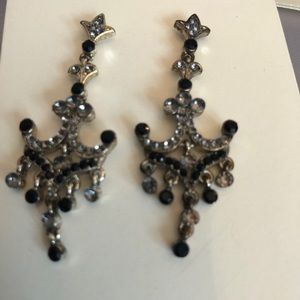 Silver and black Rhinestones Earrings
